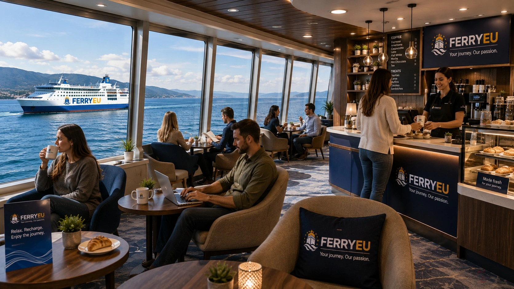 Kahvilounge matkustajalautalla