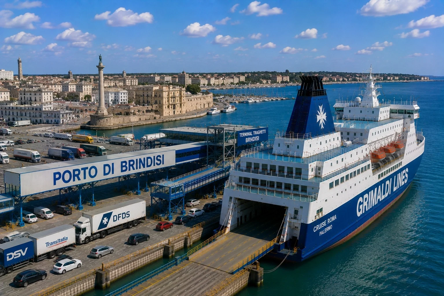 Grimaldi Lines lautta at Brindisi matkustajaterminaali