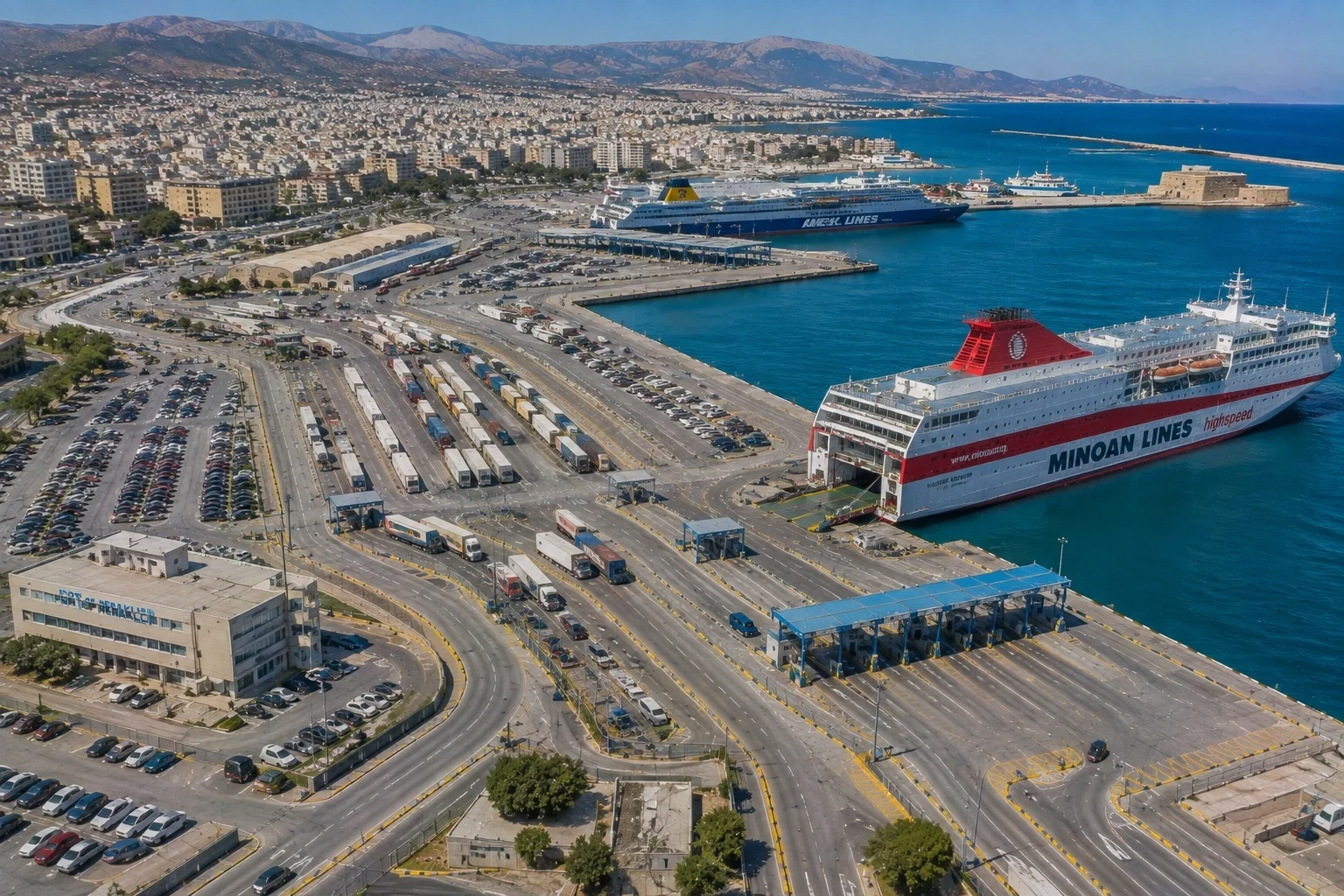 Heraklion matkustajalauttasatama on Crete, Kreikka