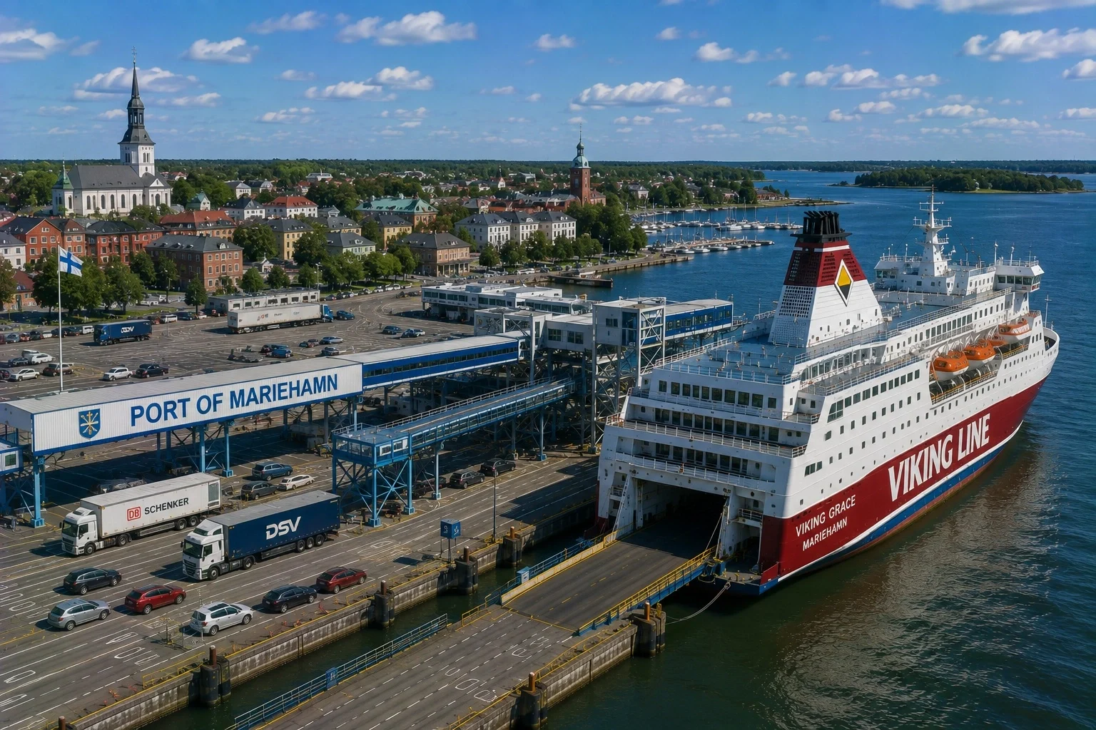 Matkustajalautta Maarianhaminan lauttaterminaalissa Ahvenanmaalla