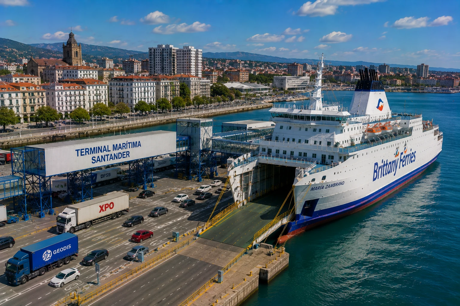 Brittany Ferriesin alus Santanderin lauttaterminaalissa Pohjois-Espanjassa