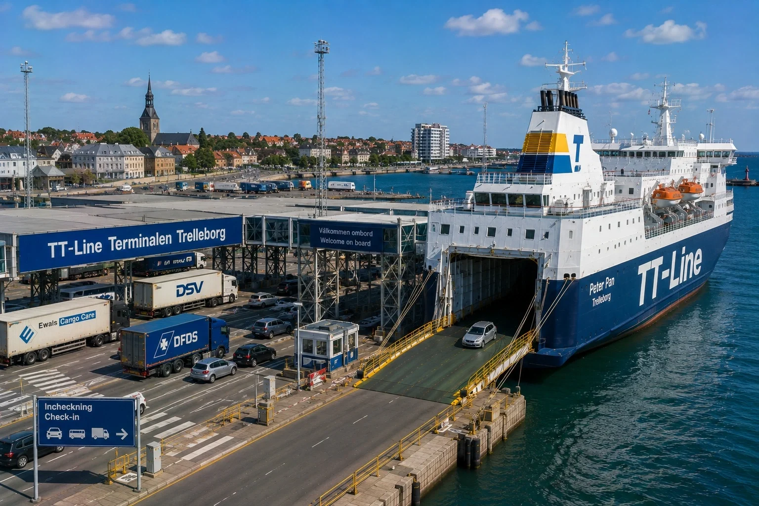 Trelleborgin lauttasatama Etelä-Ruotsissa