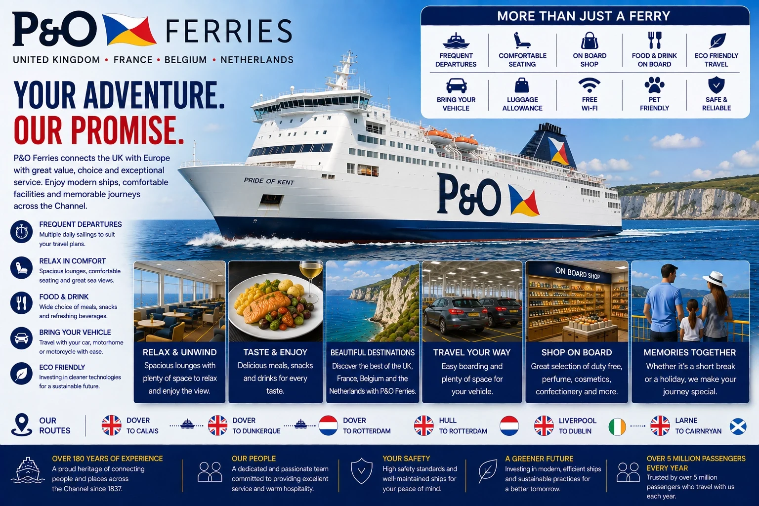 P&O Ferriesin matkustaja- ja ajoneuvolautta merellä