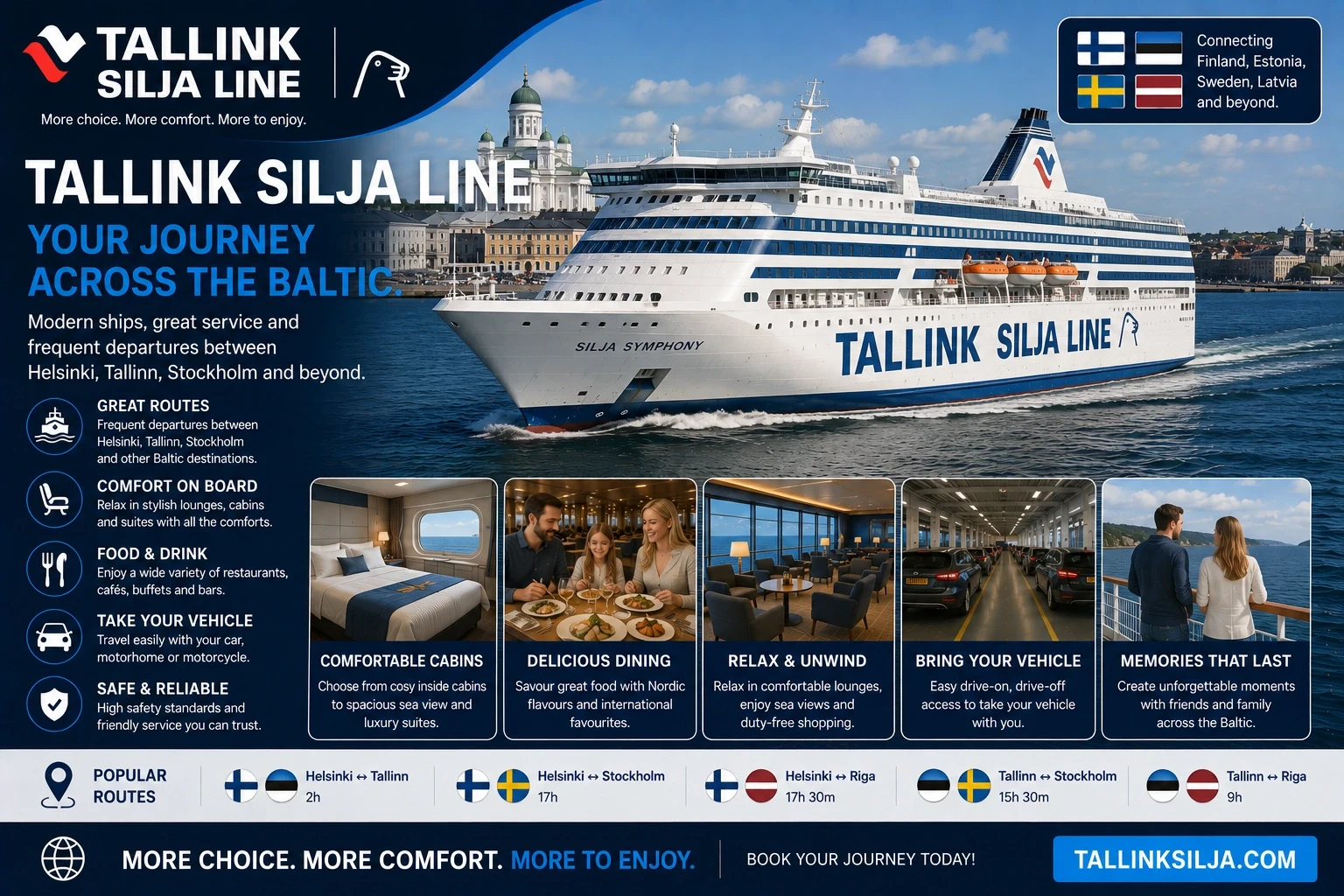 Tallink Silja Linen matkustaja- ja ajoneuvolautta Itämerellä