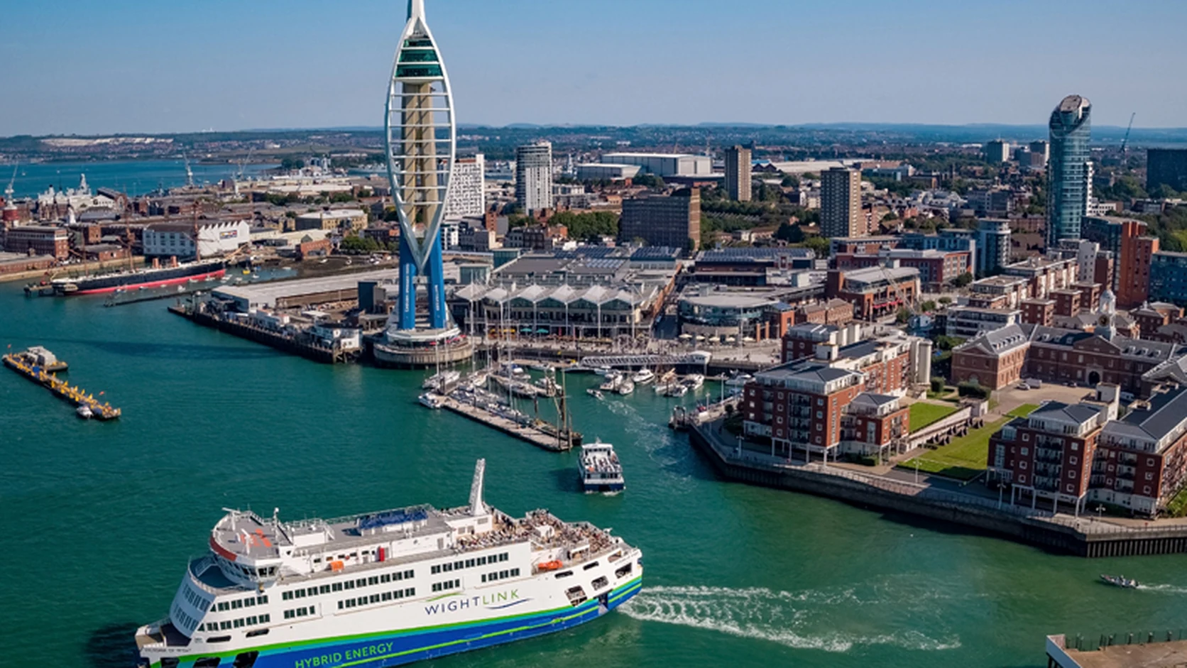 Wightlink lautta approaching or leaving Portsmouth Gunwharf